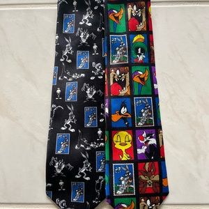 Lot of 2 Vintage Looney Tunes 1997 Stamp Collection Bugs Bunny Ties NEW